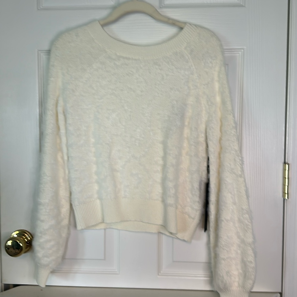 House of Harlow Deep V Backless Eyelash Sweater